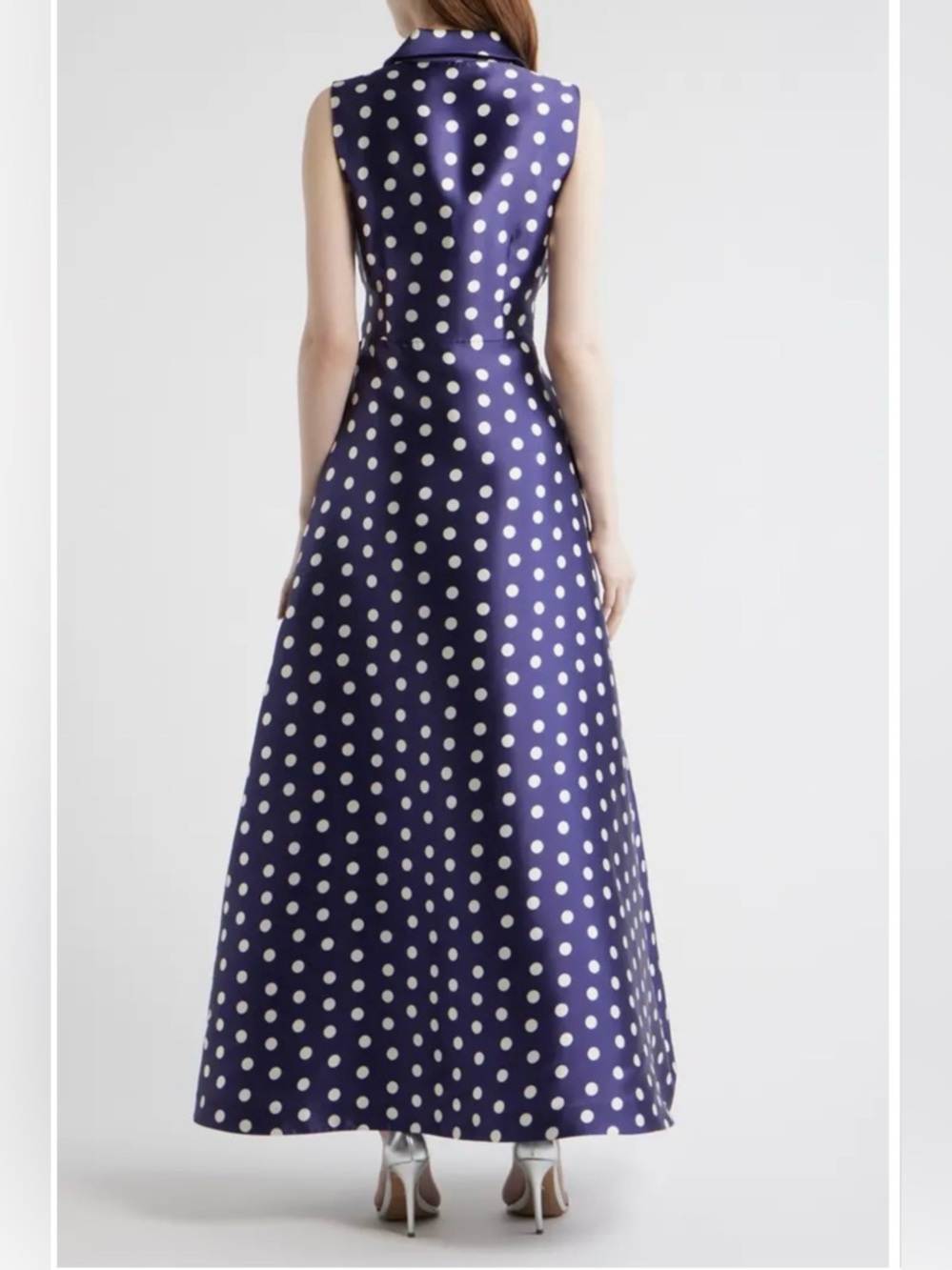 Julia Jordan Twill Polka Dot Gown Dress Navy NEW - Picture 5 of 6